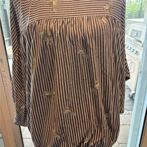 Time & Tru size XXL / 2X stretch blend striped bird print top plus size women's